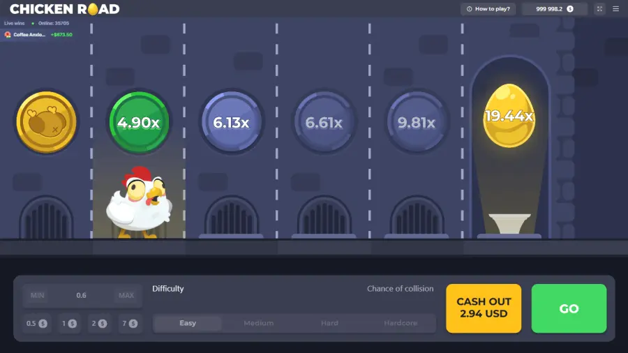 Chicken Road InOut Games &mdash; crash lineare RTP 98% cap 20.000x su Spinight